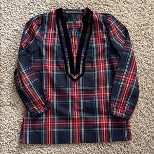 J Crew size small plaid V-Neck Long Sleeve Top